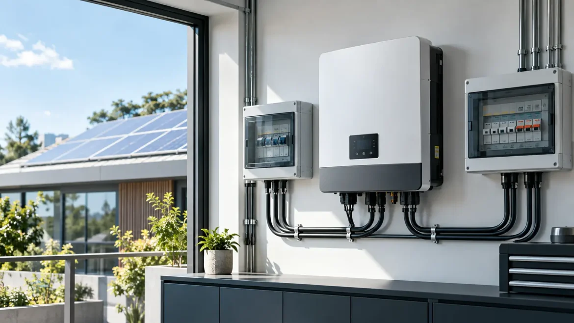 اینورتر خورشیدی نصبشده در سامانه برق خورشیدی