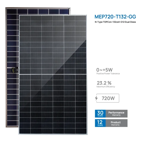پنل خورشیدی مانا انرژی 720 وات مدل MEP720-T132-GG